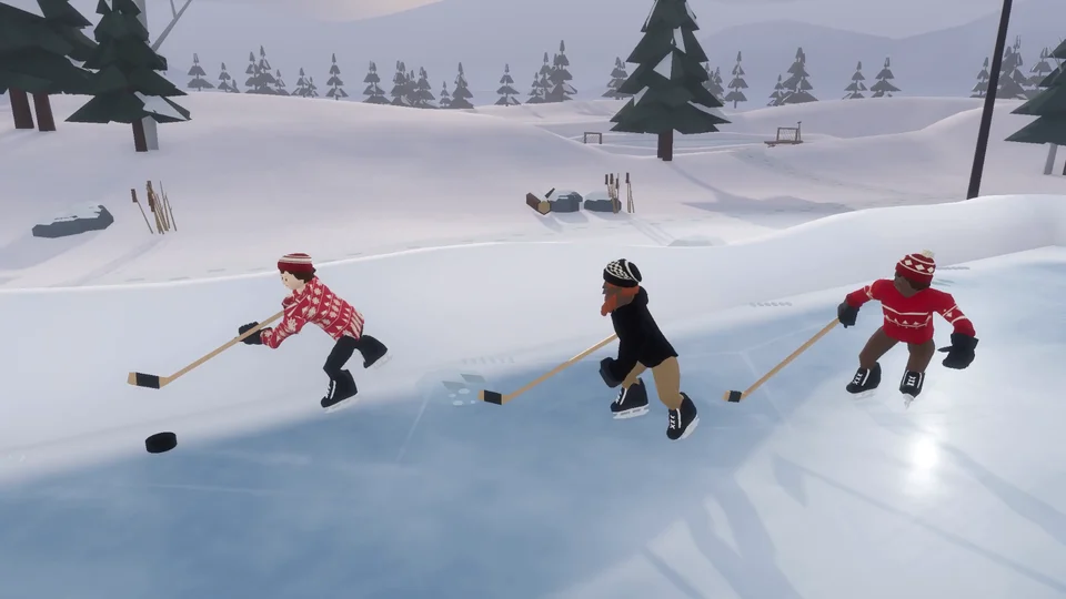 Three-on-three Pond Hockey.
